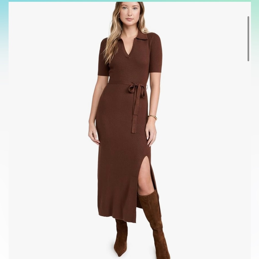 Paige Desdemona brown midi knit sweater dress XS